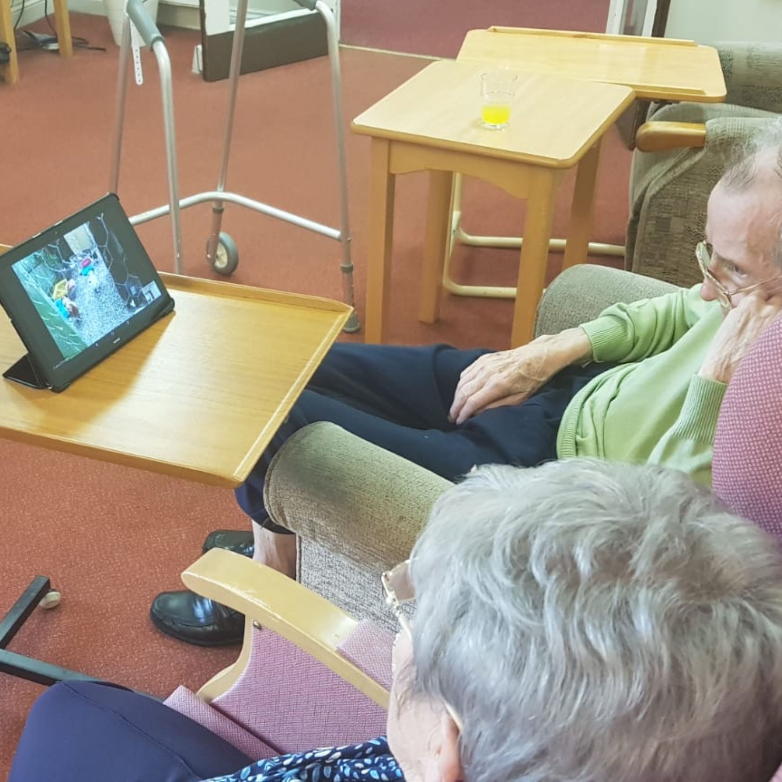 Residents at Wallside Grange Care Home in Falkirk enjoying a pet therapy session via Zoom.